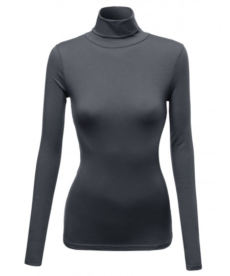 Women's Mock Turtle Neck Long Sleeve Cotton Spandex Top