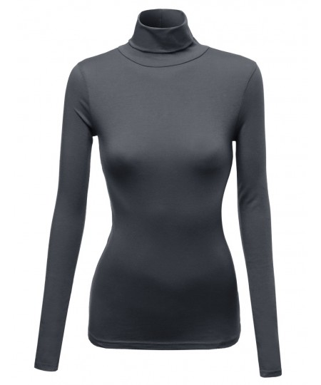 Women's Mock Turtle Neck Long Sleeve Cotton Spandex Top