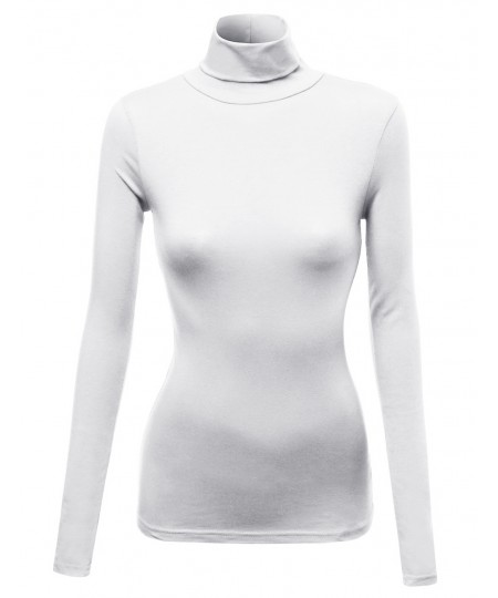 Women's Mock Turtle Neck Long Sleeve Cotton Spandex Top