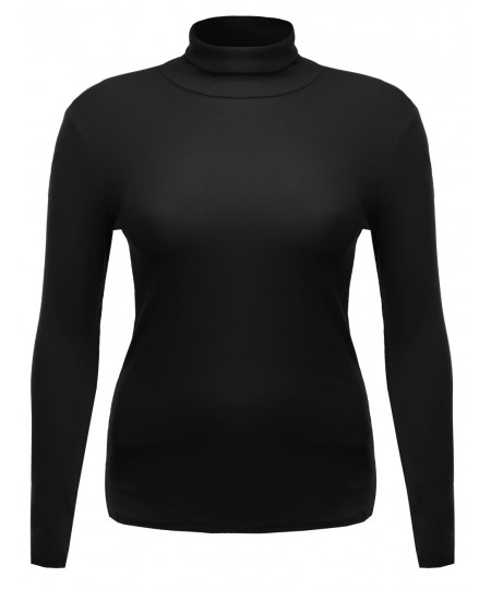 Women's Ribbed Turtle Neck Top Plus Size