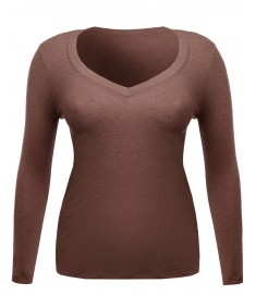 Women's Long Sleeve V-Neck Tee Plus Size