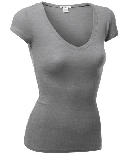 Women's Basic Cap Sleeve Tee Shirt Tops