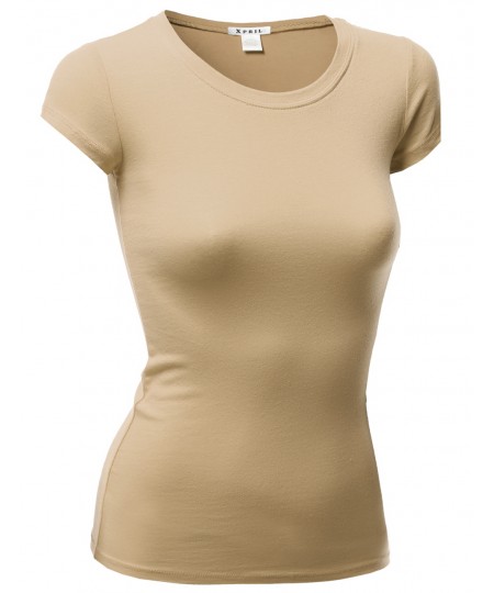 Women's Basic Short Sleeve Round Neck T-Shirt Tops