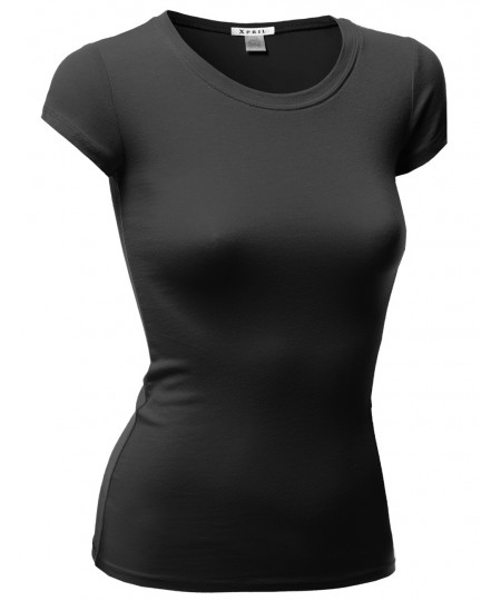 Women's Basic Short Sleeve Round Neck T-Shirt Tops