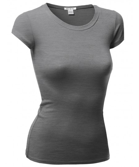 Women's Basic Short Sleeve Round Neck T-Shirt Tops