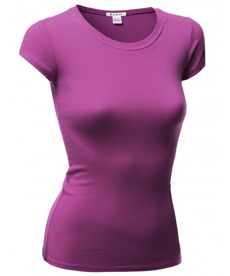 Women's Basic Short Sleeve Round Neck T-Shirt Tops