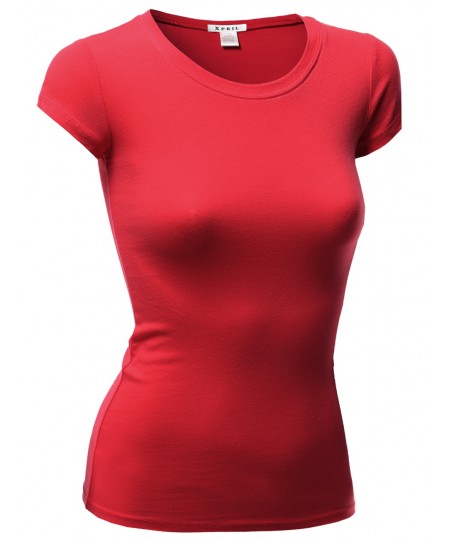 Women's Basic Short Sleeve Round Neck T-Shirt Tops