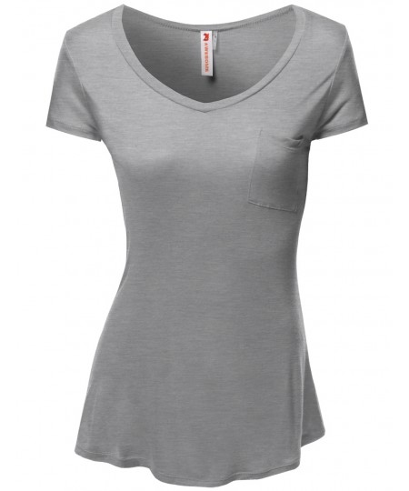 Women's Basic Pocket Short Sleeve T-Shirts