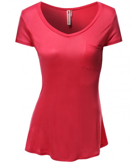 Women's Basic Pocket Short Sleeve T-Shirts