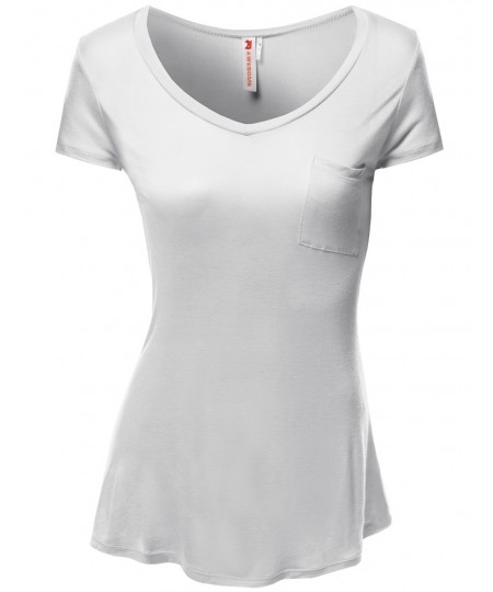 Women's Basic Pocket Short Sleeve T-Shirts