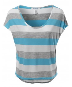 Women's Color Variation Striped T-Shirt Tops