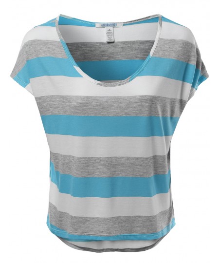 Women's Color Variation Striped T-Shirt Tops