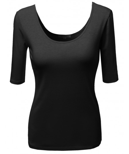 Women's Basic Solid Scoop Neck Various Color Short Sleeve Tee Top