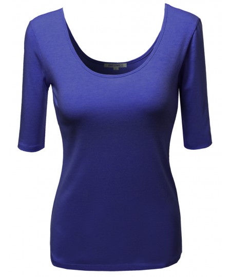 Women's Basic Solid Scoop Neck Various Color Short Sleeve Tee Top