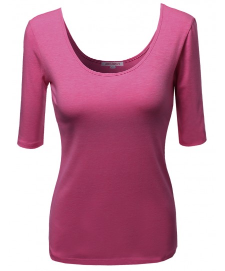 Women's Basic Solid Scoop Neck Various Color Short Sleeve Tee Top