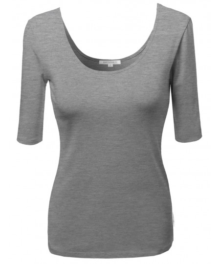 Women's Basic Solid Scoop Neck Various Color Short Sleeve Tee Top