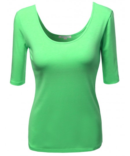 Women's Basic Solid Scoop Neck Various Color Short Sleeve Tee Top