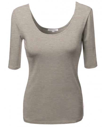 Women's Basic Solid Scoop Neck Various Color Short Sleeve Tee Top