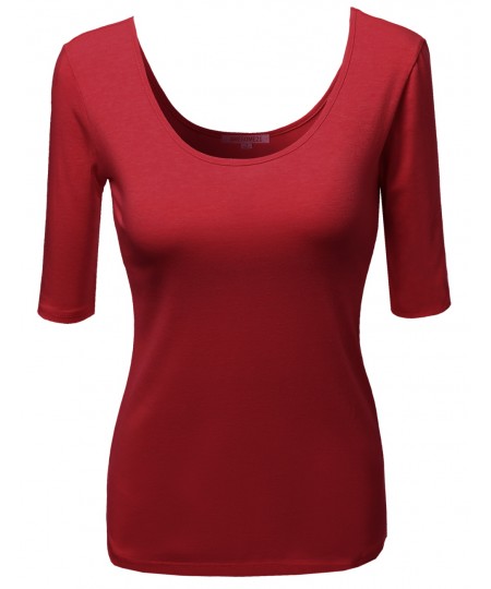 Women's Basic Solid Scoop Neck Various Color Short Sleeve Tee Top