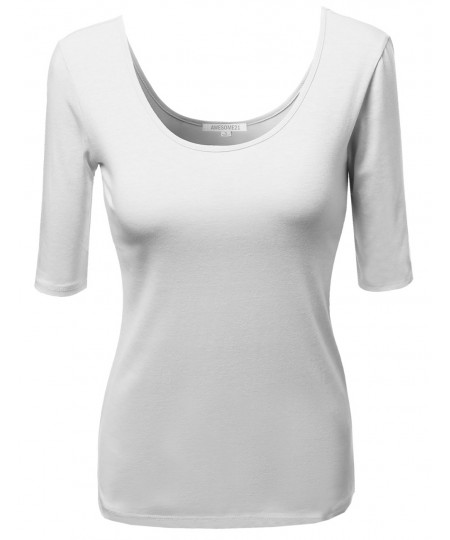 Women's Basic Solid Scoop Neck Various Color Short Sleeve Tee Top