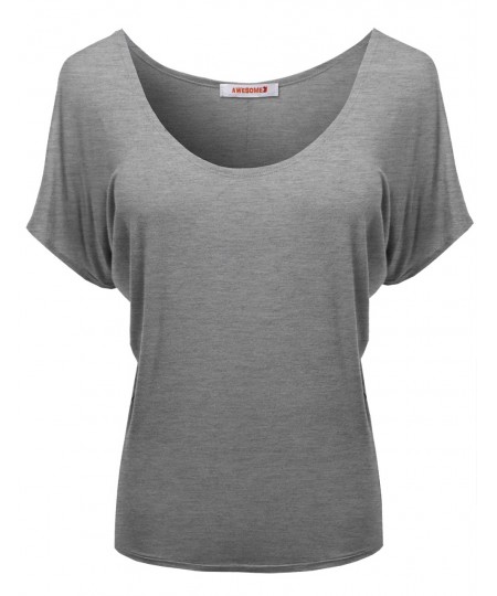 Women's Gorgeous Soft Raglan Dolman Sleeve Scoop Neck Tops