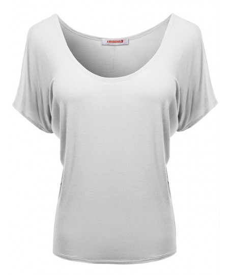 Women's Gorgeous Soft Raglan Dolman Sleeve Scoop Neck Tops