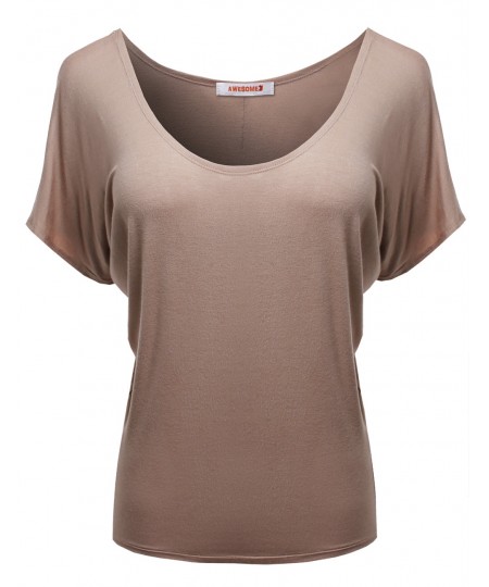 Women's Gorgeous Soft Raglan Dolman Sleeve Scoop Neck Tops