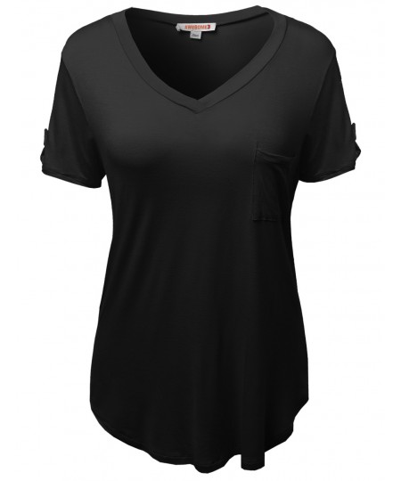 Women's Basic Soft Stretchy Jersey Vneck Short Sleeve Plus Size Tops