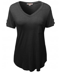 Women's Basic Soft Stretchy Jersey Vneck Short Sleeve Plus Size Tops