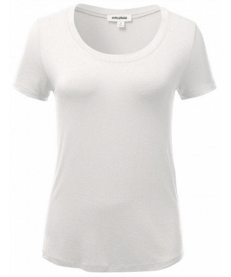 Women's Basic Solid Round Neck Various Color Short Sleeve Plussize Top