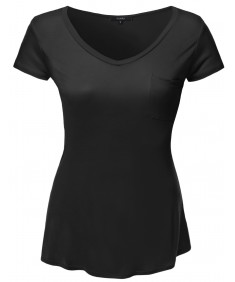 Women's Plus Size Basic V-Neck Tee w/ Front Pocket