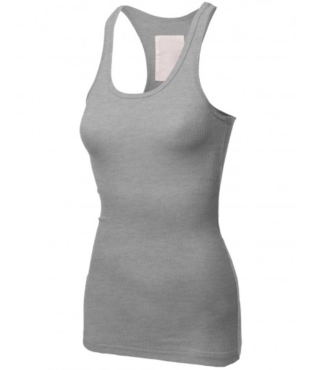 Women's Basic Solid Rib Racerback Tank Tops