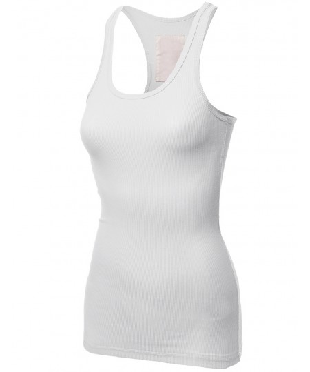 Women's Basic Solid Rib Racerback Tank Tops