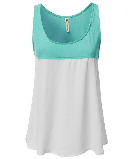 Women's Solid Color Contrast Sleeveless Tank Tops