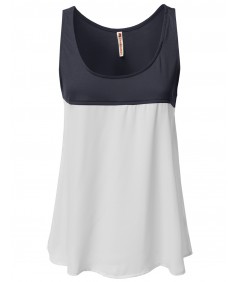 Women's Solid Color Contrast Sleeveless Tank Tops