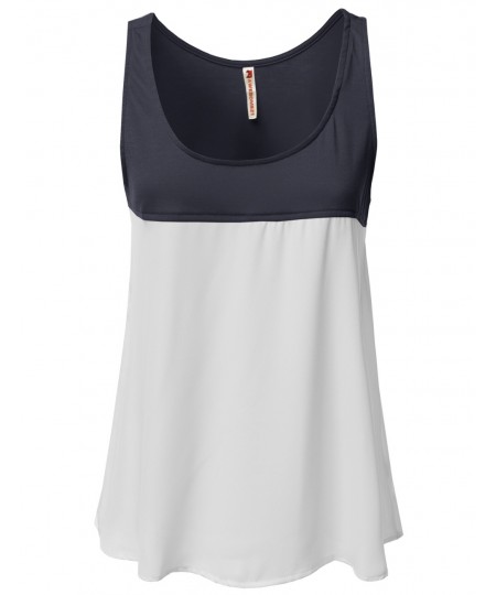 Women's Solid Color Contrast Sleeveless Tank Tops