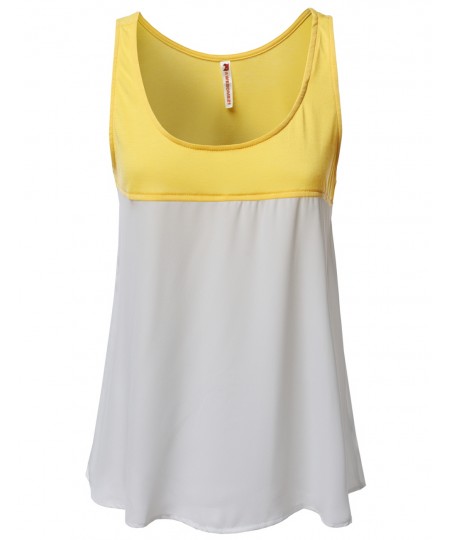 Women's Solid Color Contrast Sleeveless Tank Tops