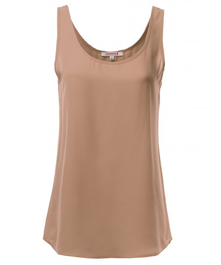 Women's Solid Basic Chiffon Sleeveless Tank Top