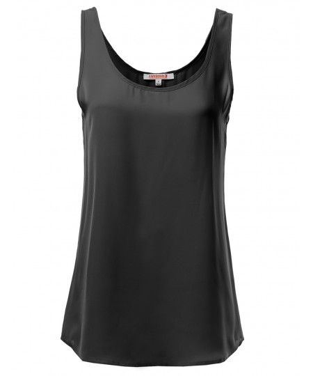 Women's Solid Basic Chiffon Sleeveless Tank Top