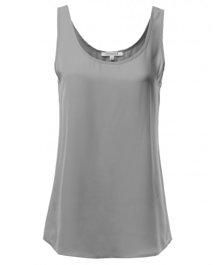 Women's Solid Basic Chiffon Sleeveless Tank Top