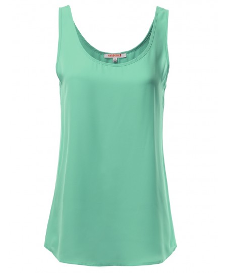 Women's Solid Basic Chiffon Sleeveless Tank Top