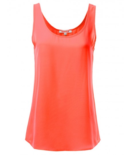 Women's Solid Basic Chiffon Sleeveless Tank Top