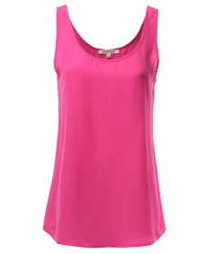 Women's Solid Basic Chiffon Sleeveless Tank Top