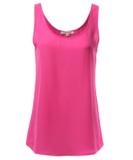 Women's Solid Basic Chiffon Sleeveless Tank Top