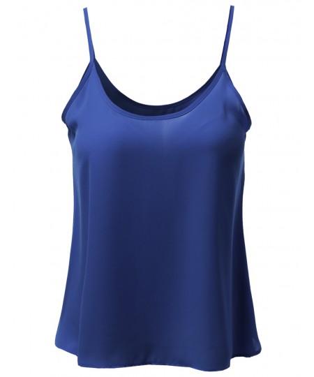 Women's Scoop Neck Woven Camisole Sleeveless Tops