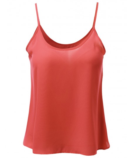 Women's Scoop Neck Woven Camisole Sleeveless Tops