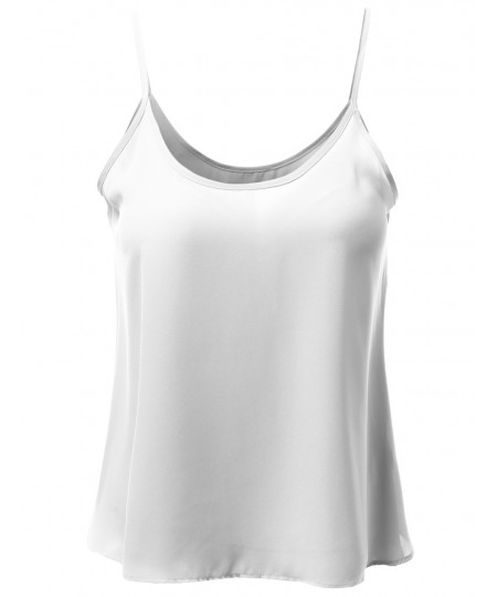 Women's Scoop Neck Woven Camisole Sleeveless Tops