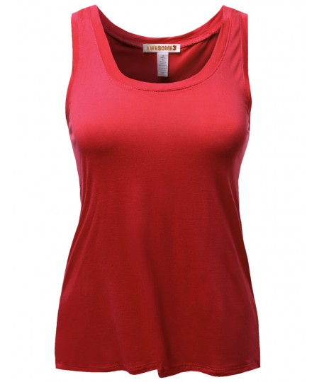 Women's Basic Solid Sleeveless Square Neck Plus Size Tank Top