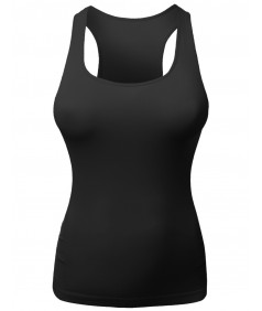 Women's Basic Solid Sleeveless Round Neck Racer-Back Plus Size Tank Top
