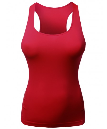 Women's Basic Solid Sleeveless Round Neck Racer-Back Plus Size Tank Top